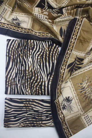 Bin Saeed Fabric - WKU-011 A-3 Piece Khaddar Printed Unstitched Suit