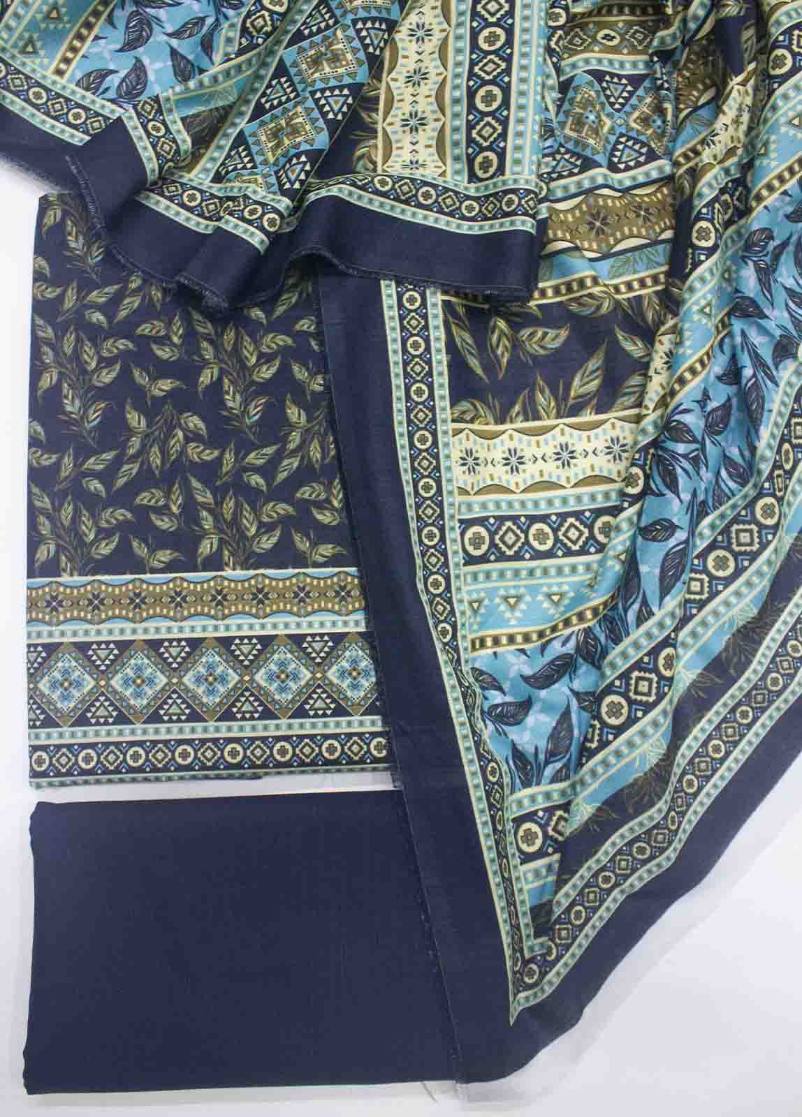 Bin Saeed Fabric - WKU-0126-3 Piece Khaddar Printed UnStitched Suit