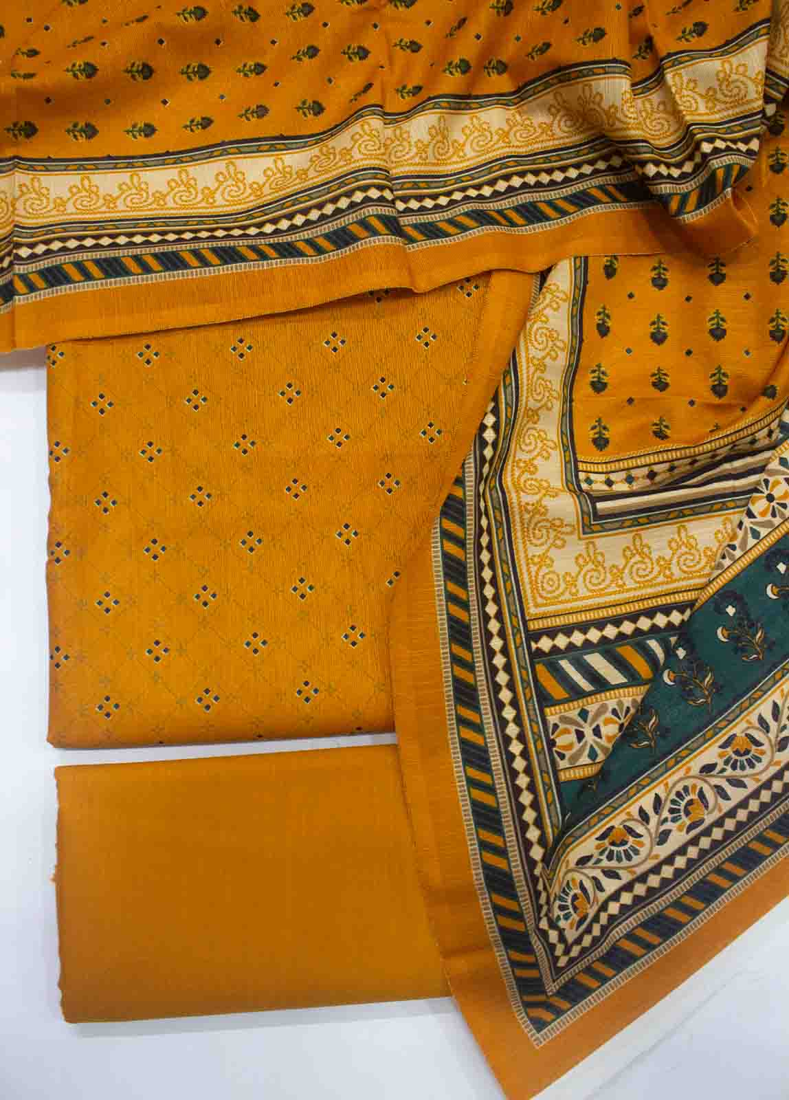 Bin Saeed Fabric - WKU-0129-3 Piece Khaddar Printed UnStitched Suit