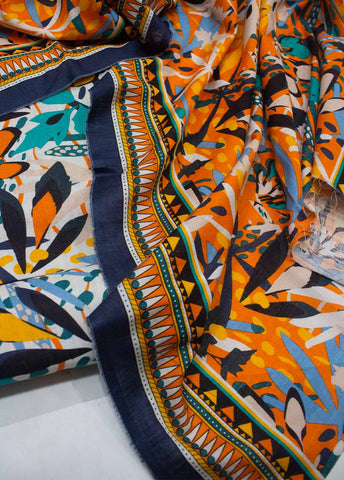 Bin Saeed Fabric - WKU-0143-3 Piece Khaddar Printed UnStitched Suit