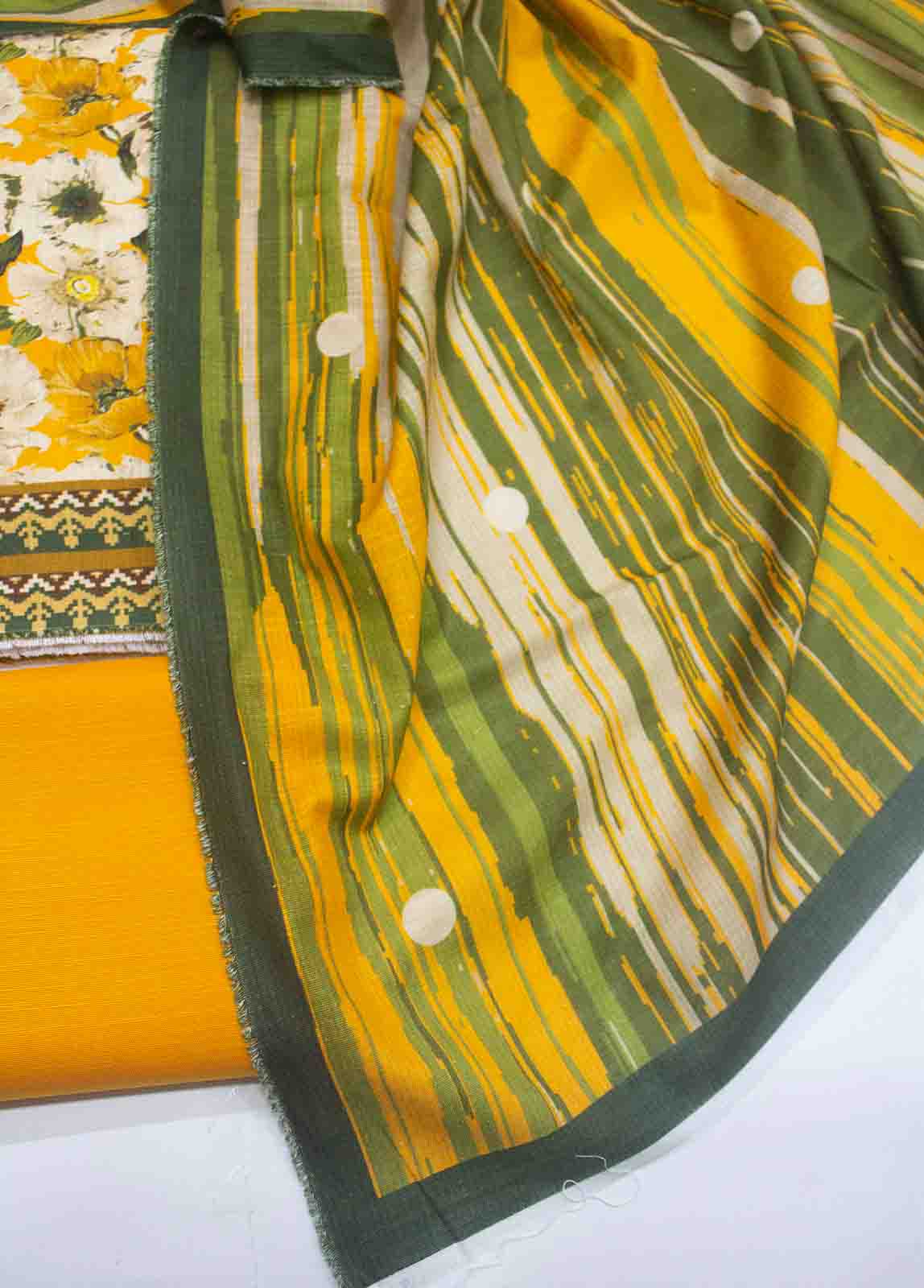 Bin Saeed Fabric - WKU-0155-3 Piece Khaddar Printed UnStitched Suit