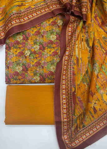 Bin Saeed Fabric - WKU-0156-3 Piece Khaddar Printed UnStitched Suit