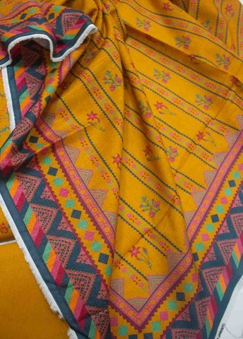 Bin Saeed Fabric - WKU-0158-3 Piece Khaddar Printed UnStitched Suit