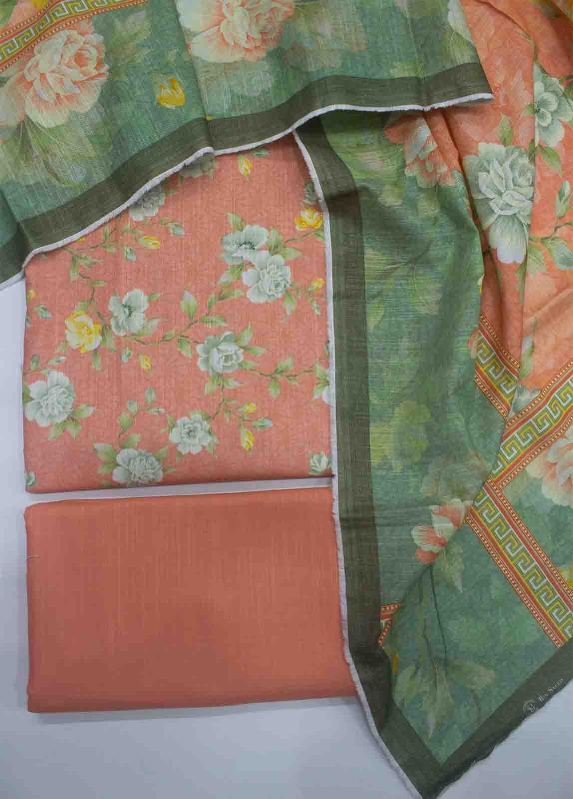 Bin Saeed Fabric - WKU-0159-3 Piece Khaddar Printed UnStitched Suit