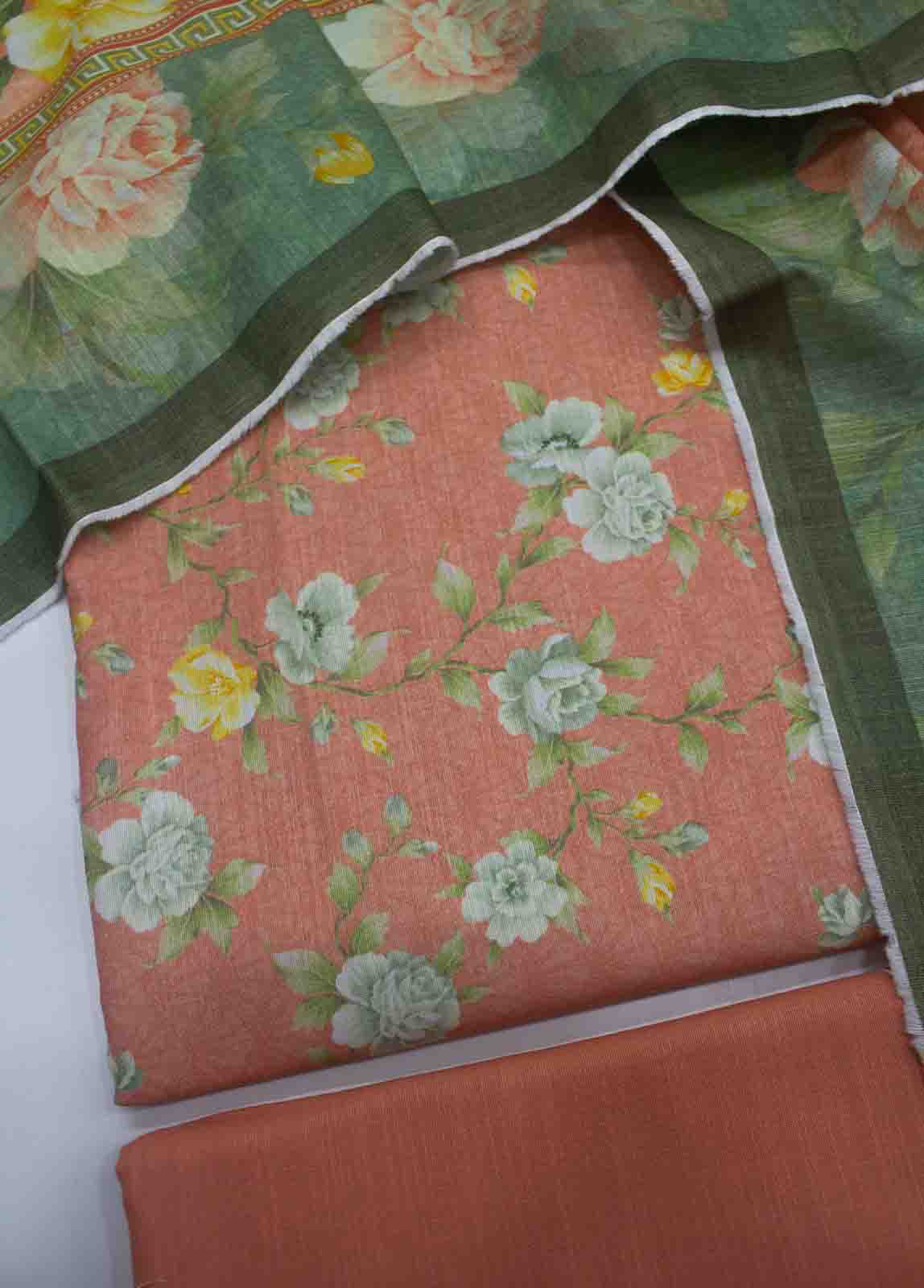 Bin Saeed Fabric - WKU-0159-3 Piece Khaddar Printed UnStitched Suit