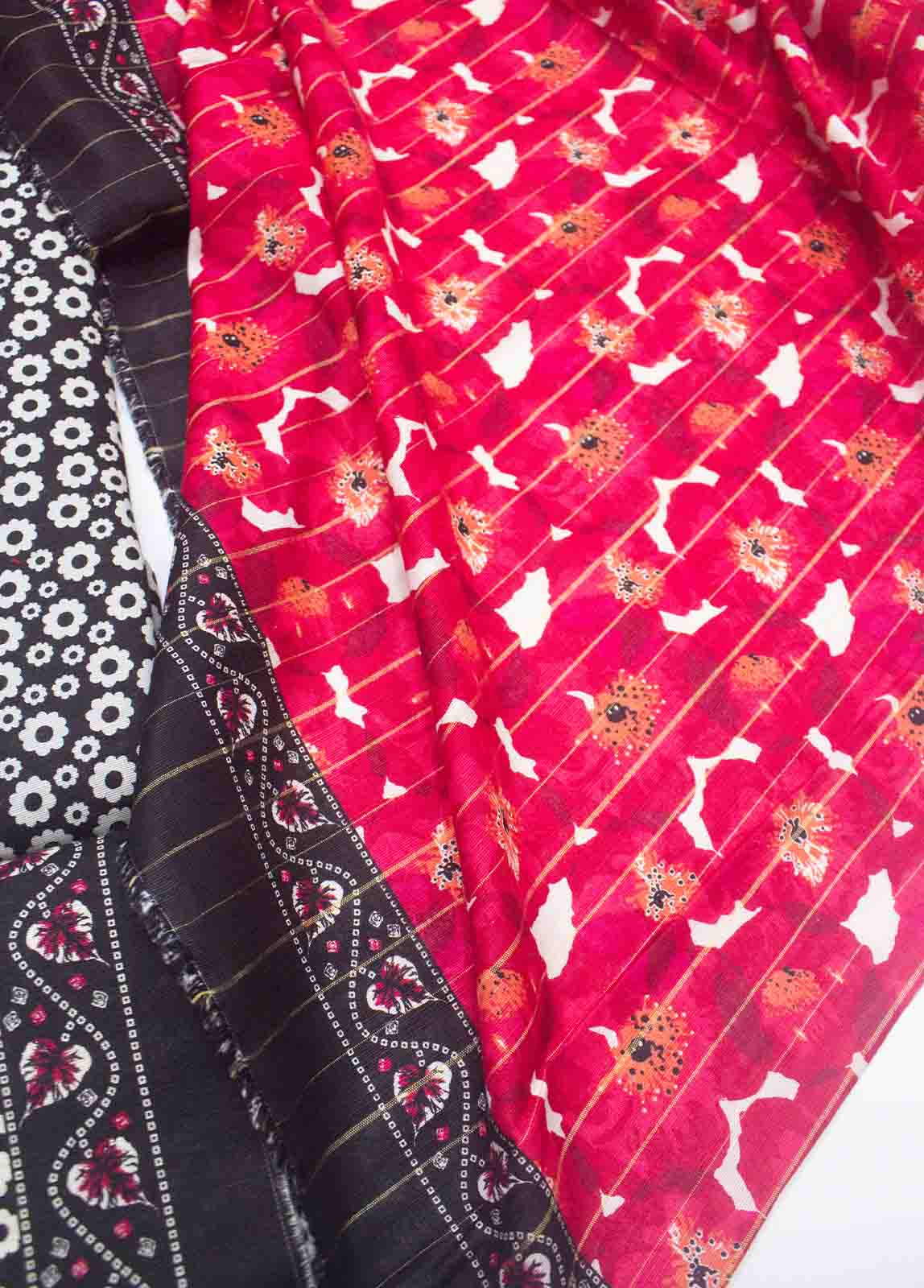 Bin Saeed Fabric - WKU-015 A-3 Piece Khaddar Printed UnStitched Suit