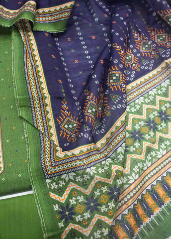 Bin Saeed Fabric - WKU-0162 B-3 Piece Khaddar Printed UnStitched Suit