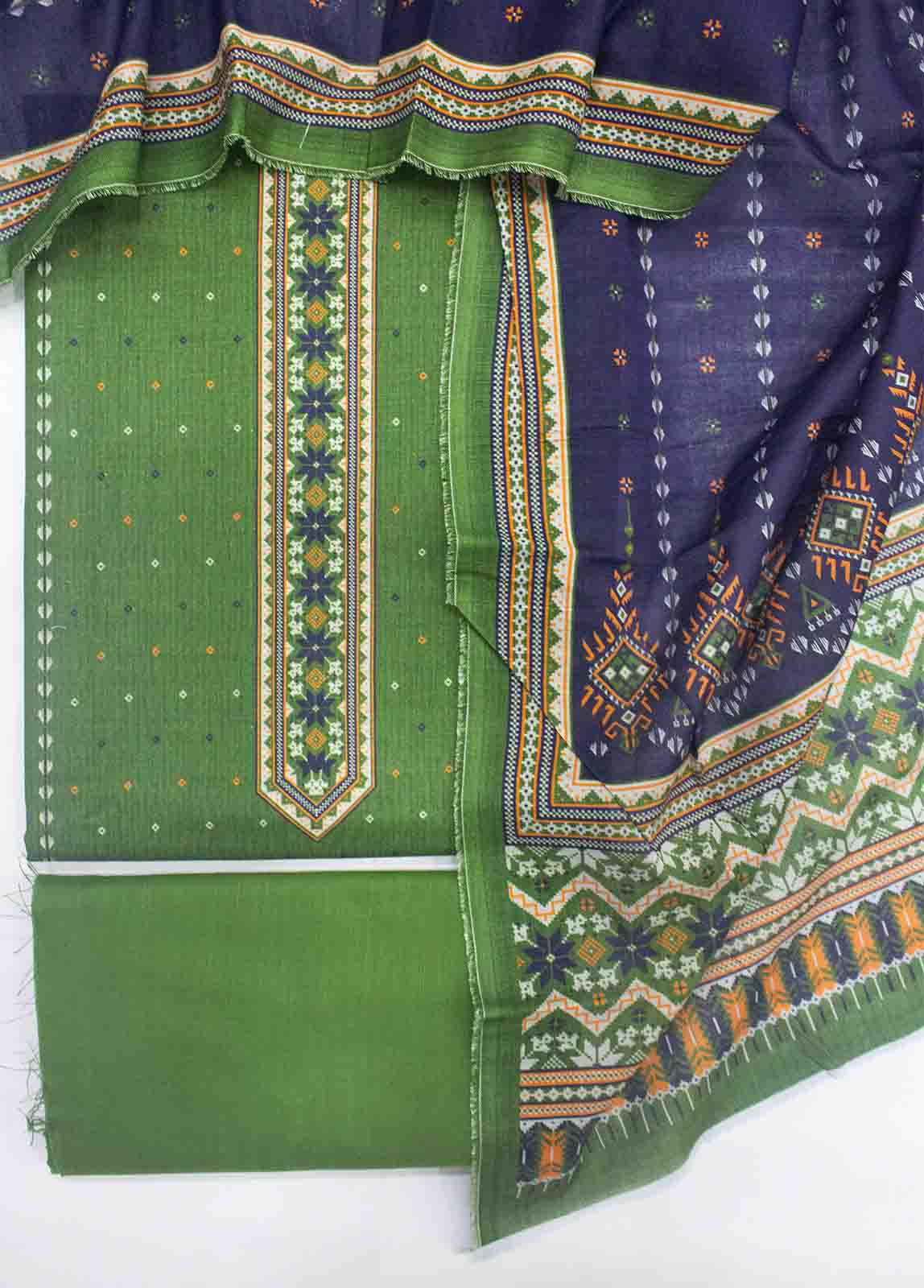 Bin Saeed Fabric - WKU-0162 B-3 Piece Khaddar Printed UnStitched Suit