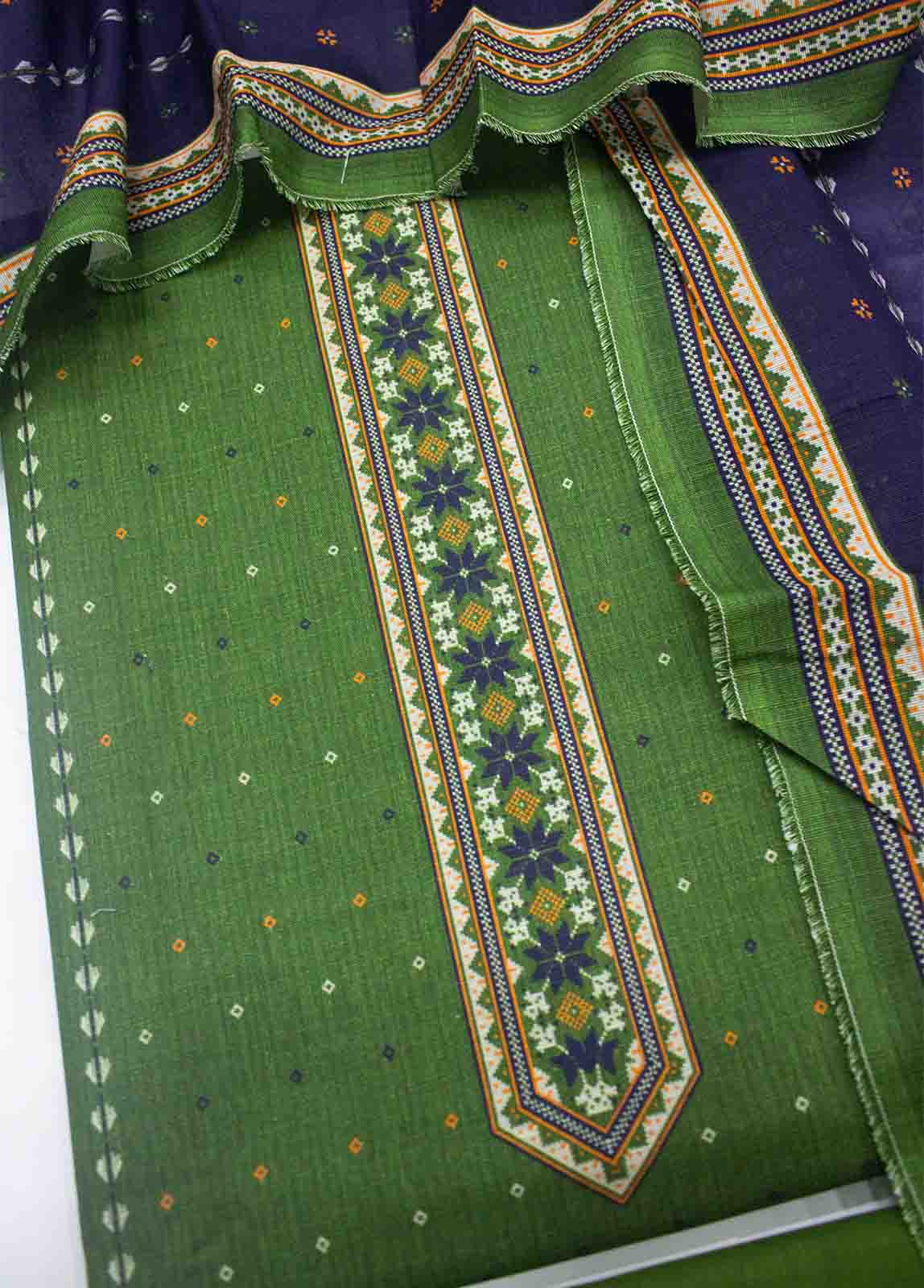 Bin Saeed Fabric - WKU-0162 B-3 Piece Khaddar Printed UnStitched Suit