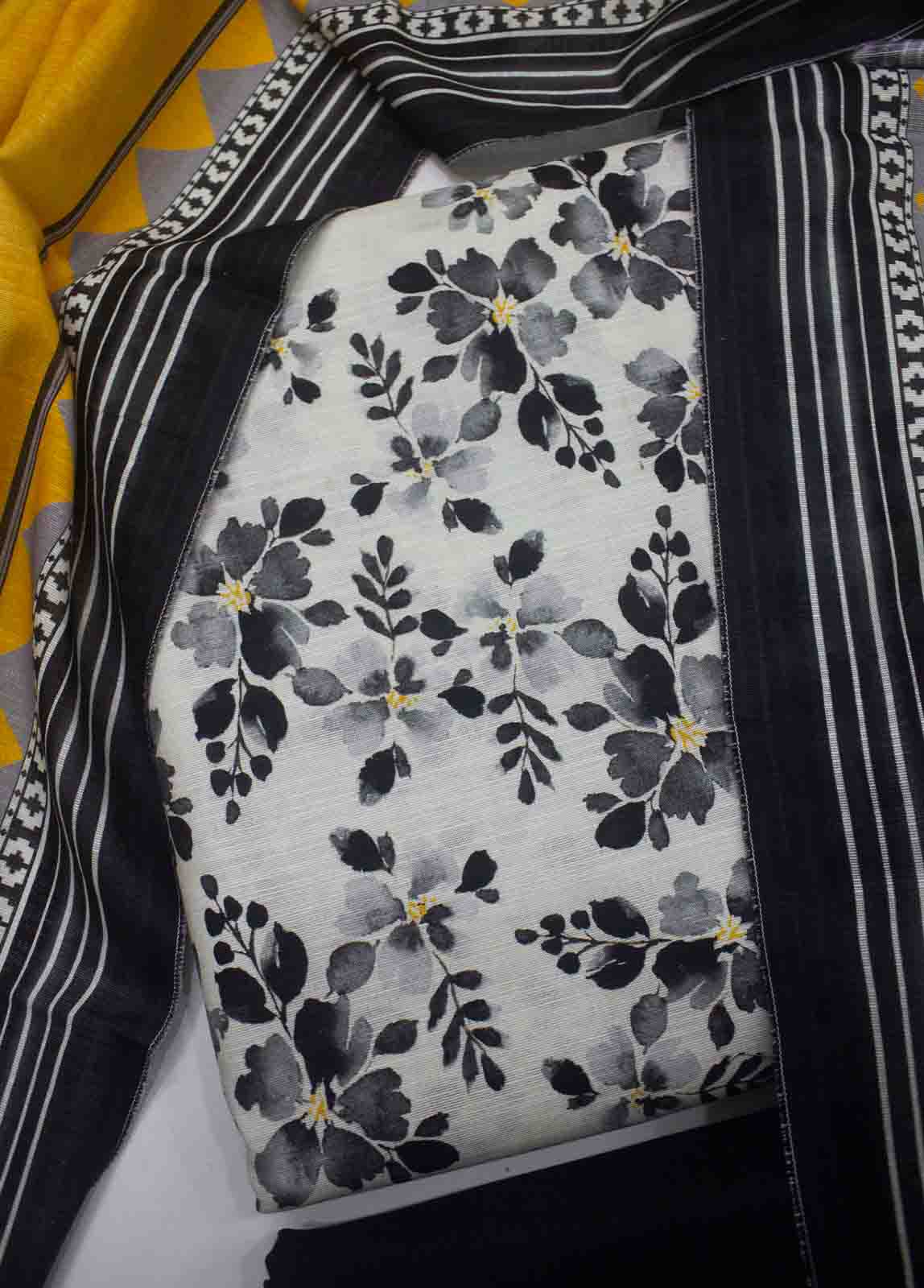 Bin Saeed Fabric - WKU-0164-3 Piece Khaddar Printed UnStitched Suit