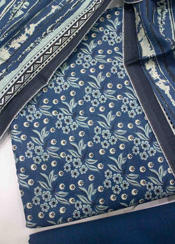 Bin Saeed Fabric - WKU-0166-3 Piece Khaddar Printed UnStitched Suit