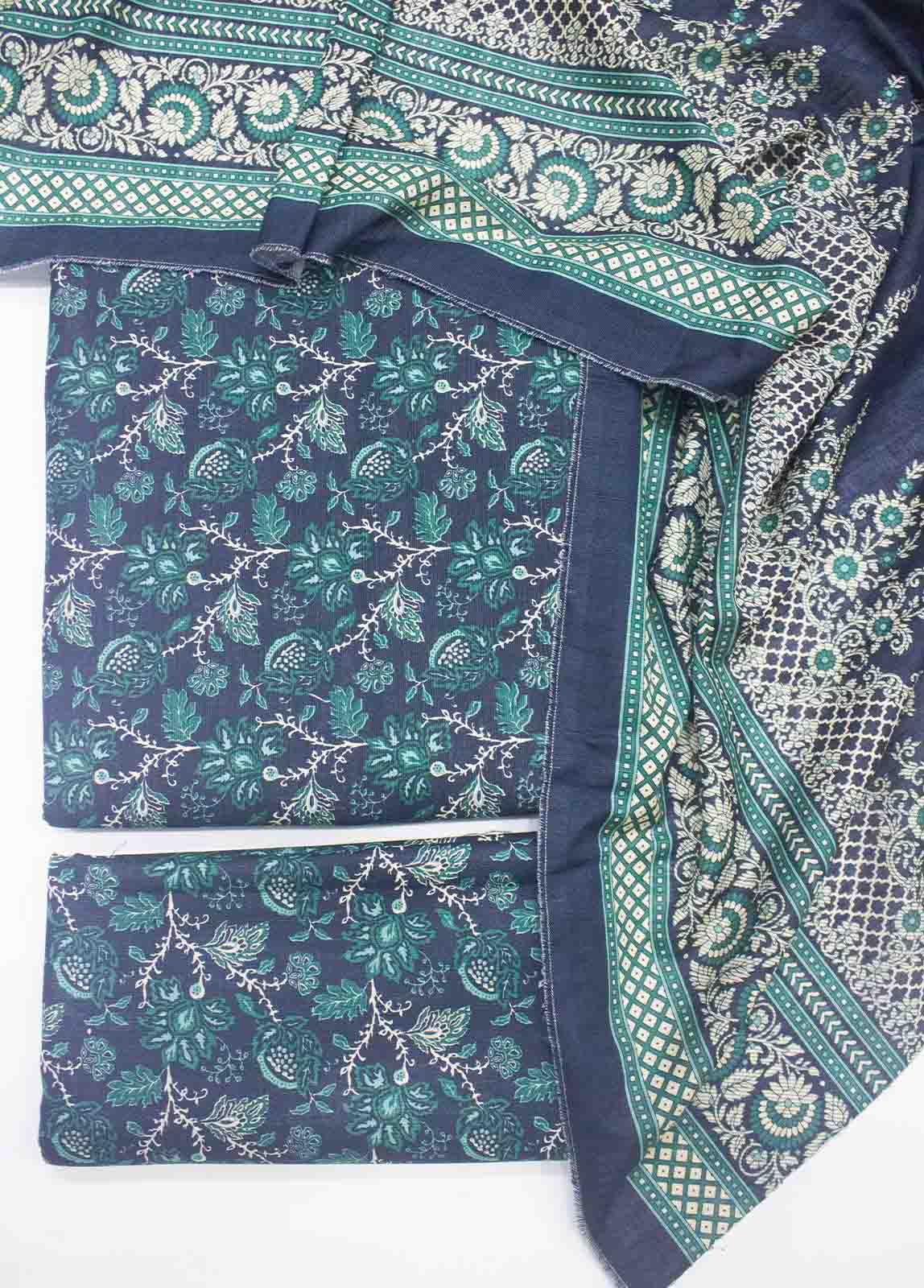 Bin Saeed Fabric - WKU-017-3 Piece Khaddar Printed UnStitched Suit