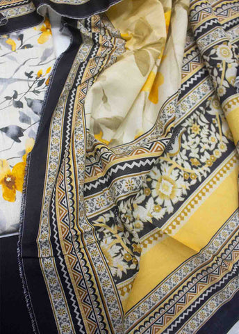 Bin Saeed Fabric - WKU-0171-3 Piece Khaddar Printed UnStitched Suit