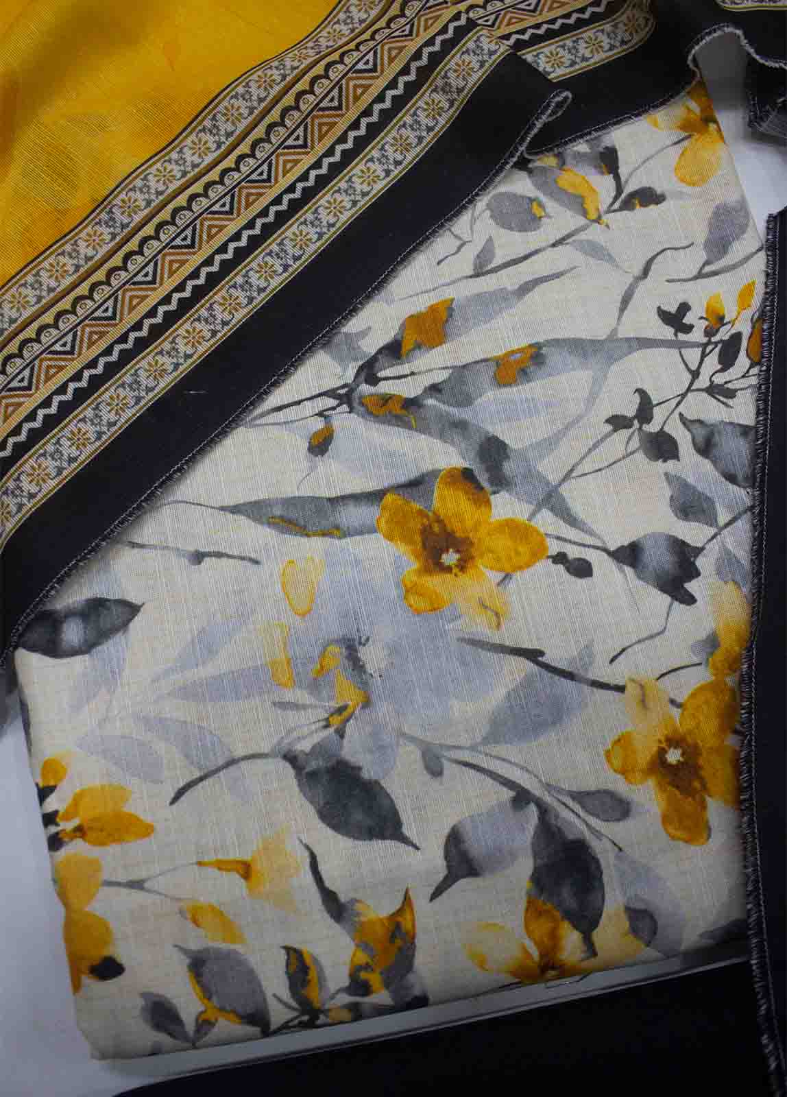 Bin Saeed Fabric - WKU-0171-3 Piece Khaddar Printed UnStitched Suit