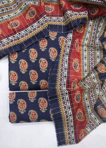 Bin Saeed Fabric - WKU-0172-3 Piece Khaddar Printed UnStitched Suit