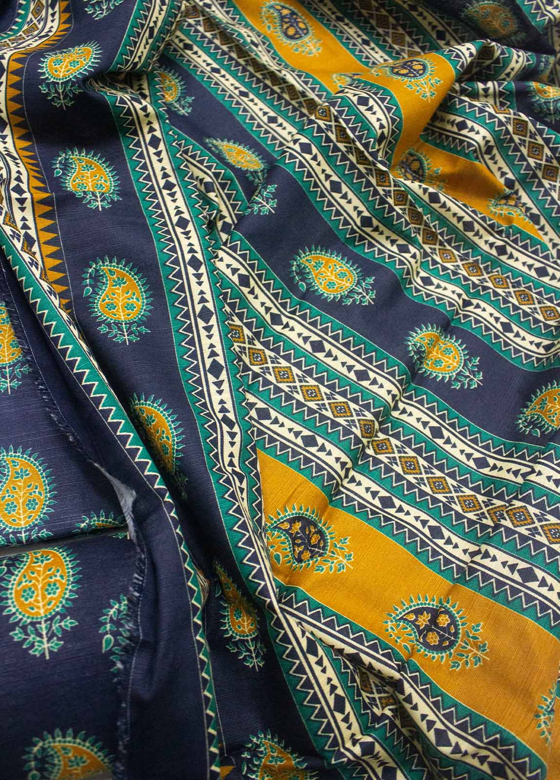 Bin Saeed Fabric - WKU-0174-3 Piece Khaddar Printed UnStitched Suit