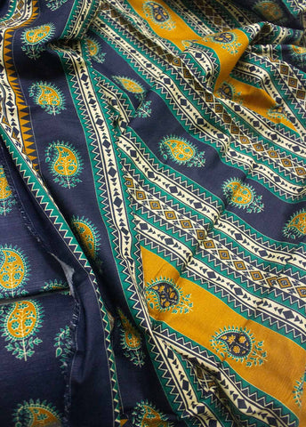 Bin Saeed Fabric - WKU-0174-3 Piece Khaddar Printed UnStitched Suit