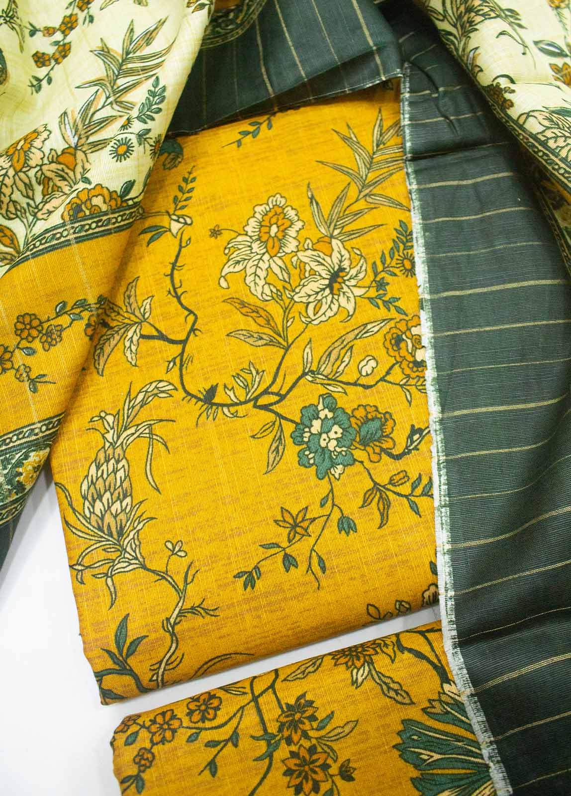 Bin Saeed Fabric - WKU-0176-3 Piece Khaddar Printed UnStitched Suit