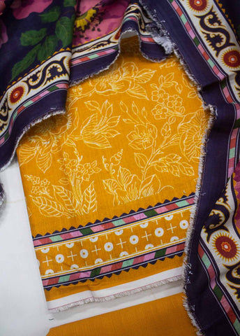 Bin Saeed Fabric - WKU-0183-3 Piece Khaddar Printed UnStitched Suit