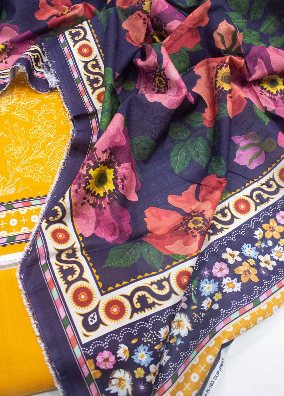 Bin Saeed Fabric - WKU-0183-3 Piece Khaddar Printed UnStitched Suit