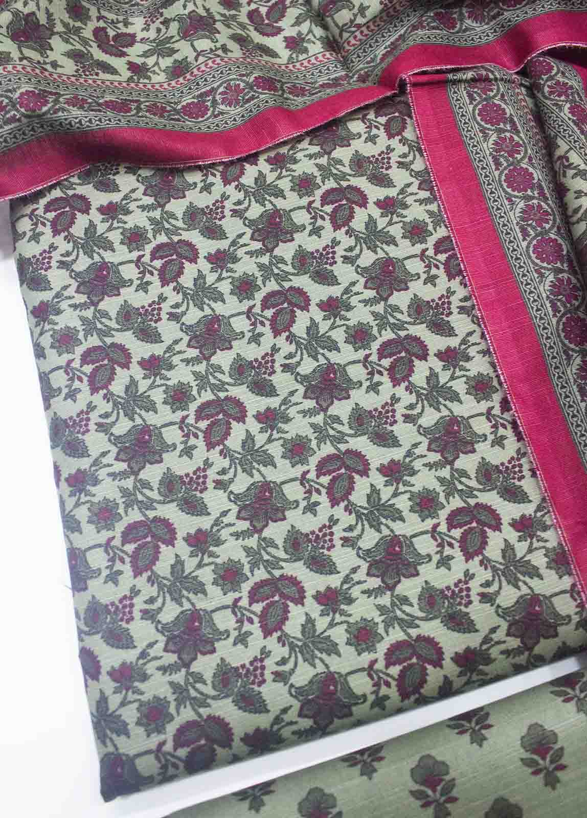 Bin Saeed Fabric - WKU-018 A-3 Piece Khaddar Printed UnStitched Suit