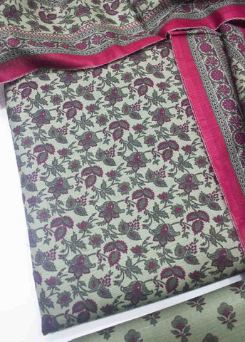 Bin Saeed Fabric - WKU-018 A-3 Piece Khaddar Printed UnStitched Suit