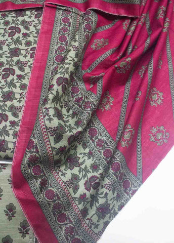 Bin Saeed Fabric - WKU-018 A-3 Piece Khaddar Printed UnStitched Suit