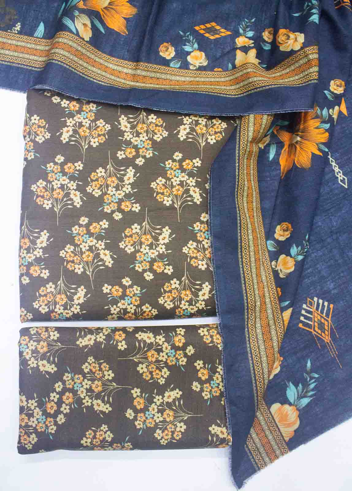 Bin Saeed Fabric - WKU-019-3 Piece Khaddar Printed UnStitched Suit