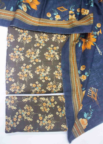 Bin Saeed Fabric - WKU-019-3 Piece Khaddar Printed UnStitched Suit