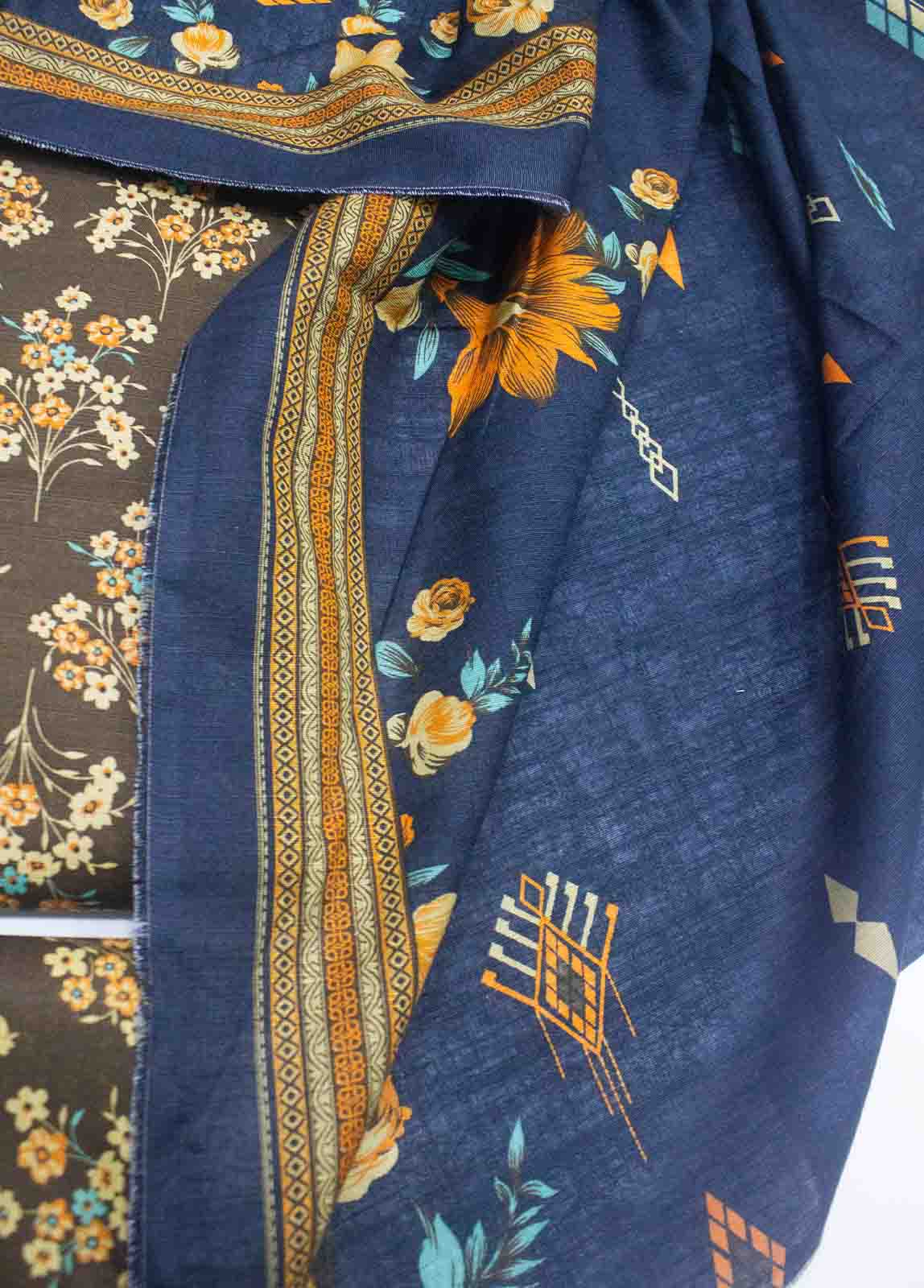 Bin Saeed Fabric - WKU-019-3 Piece Khaddar Printed UnStitched Suit