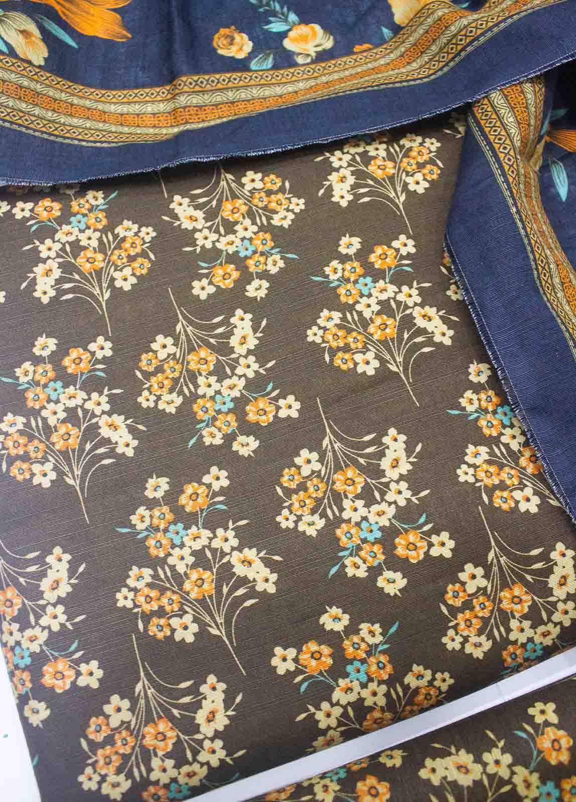 Bin Saeed Fabric - WKU-019-3 Piece Khaddar Printed UnStitched Suit