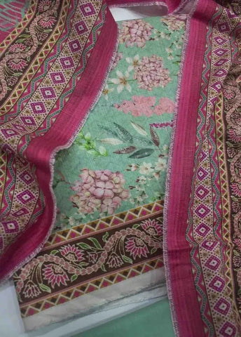 Bin Saeed Fabric - WKU-0200- 3 Piece Khaddar Printed UnStitched Suit