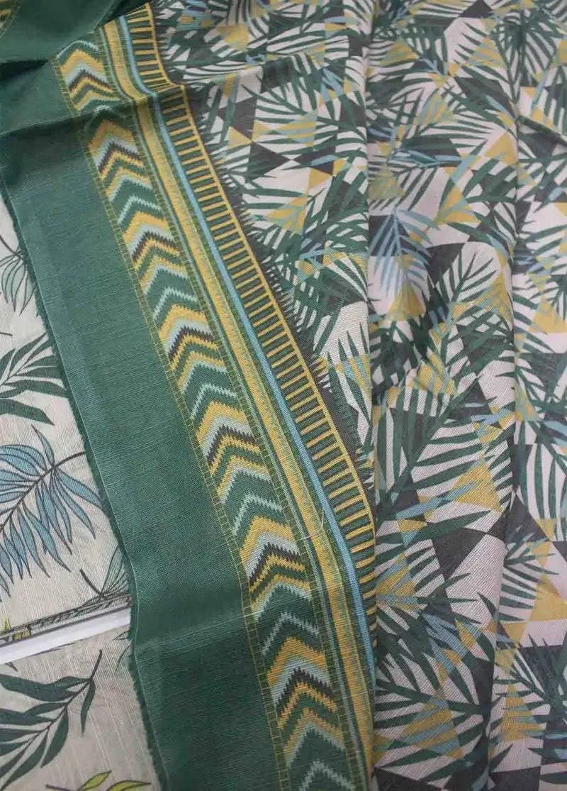 Bin Saeed Fabric - WKU-0201- 3 Piece Khaddar Printed UnStitched Suit