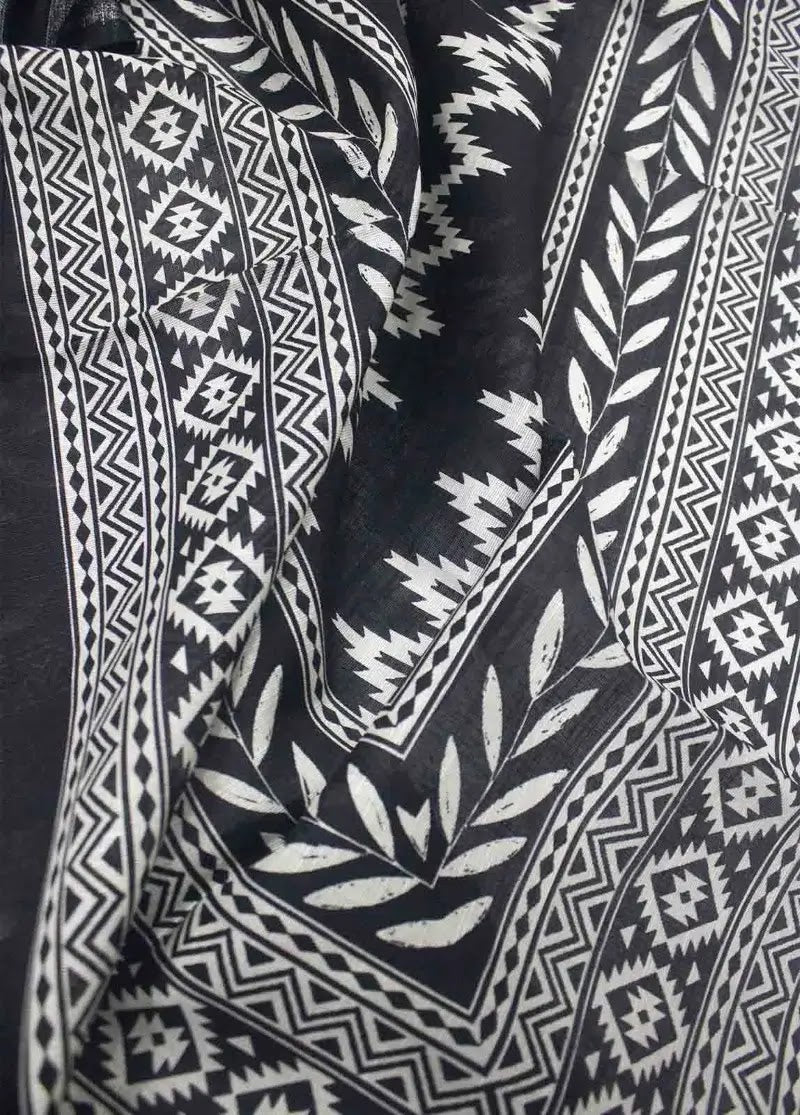 Bin Saeed Fabric - WKU-0202- 3 Piece Khaddar Printed UnStitched Suit