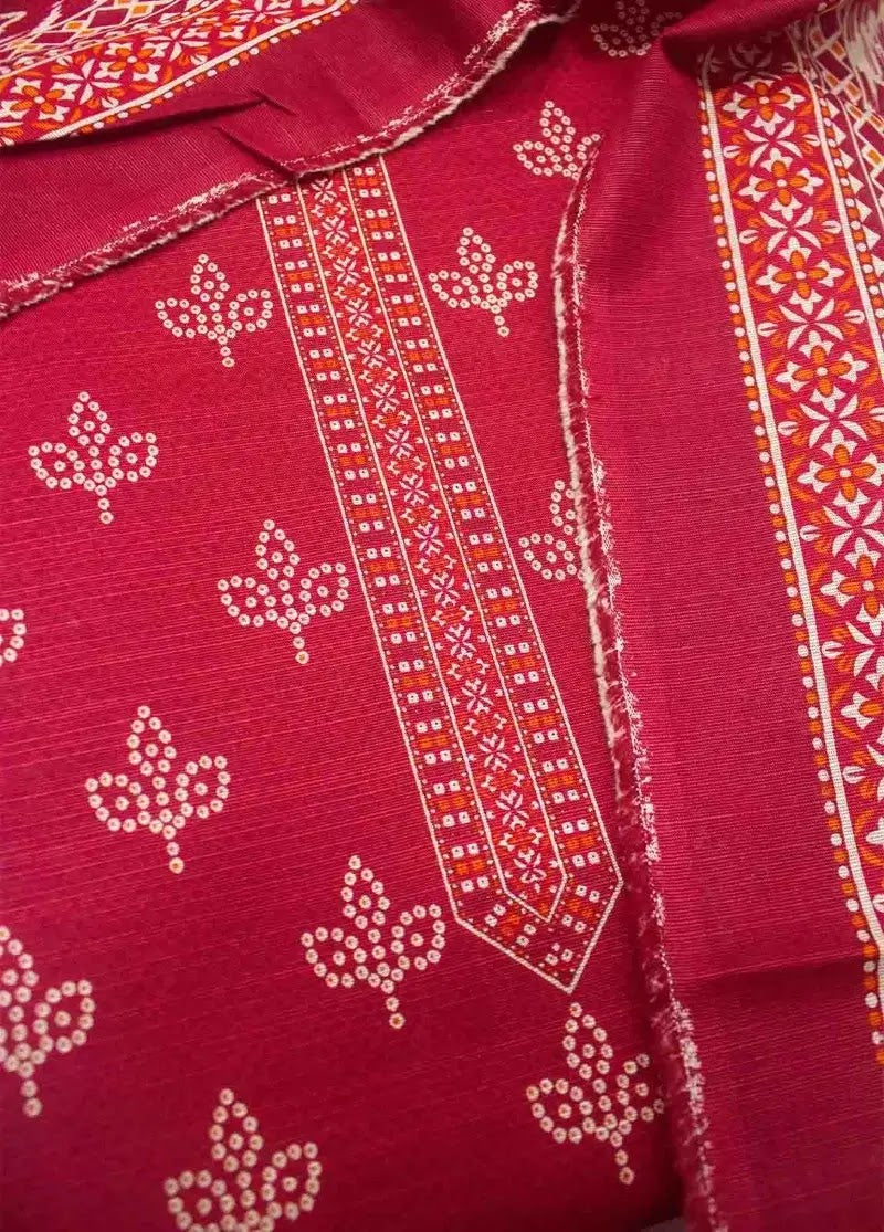 Bin Saeed Fabric - WKU-0203- 3 Piece Khaddar Printed UnStitched Suit