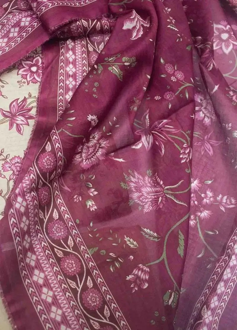 Bin Saeed Fabric - WKU-0204- 3 Piece Khaddar Printed UnStitched Suit