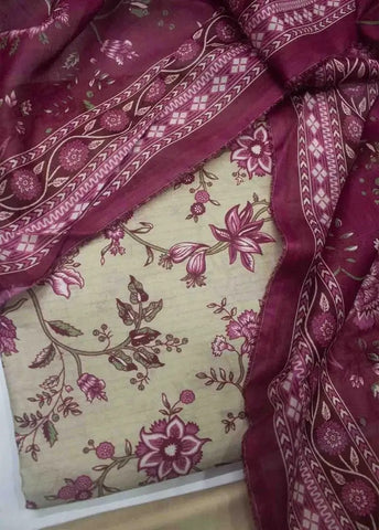 Bin Saeed Fabric - WKU-0204- 3 Piece Khaddar Printed UnStitched Suit