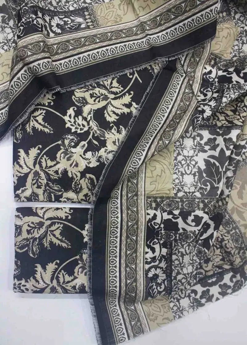 Bin Saeed Fabric - WKU-0206- 3 Piece Khaddar Printed UnStitched Suit