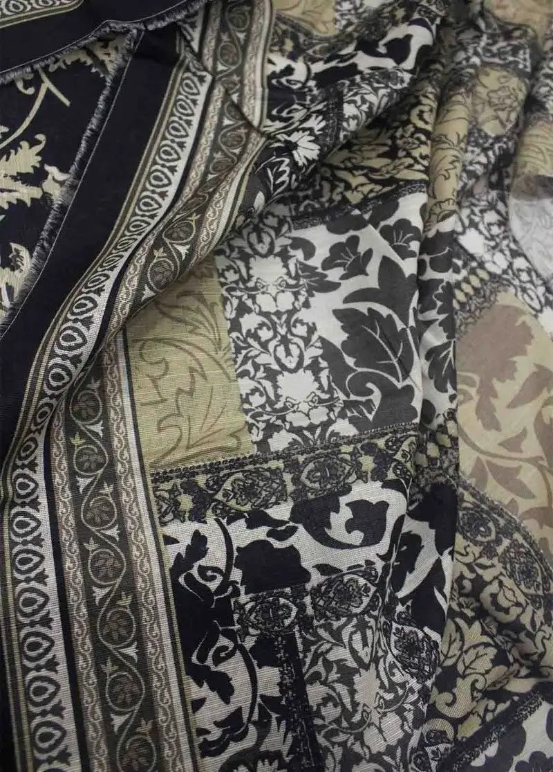 Bin Saeed Fabric - WKU-0206- 3 Piece Khaddar Printed UnStitched Suit