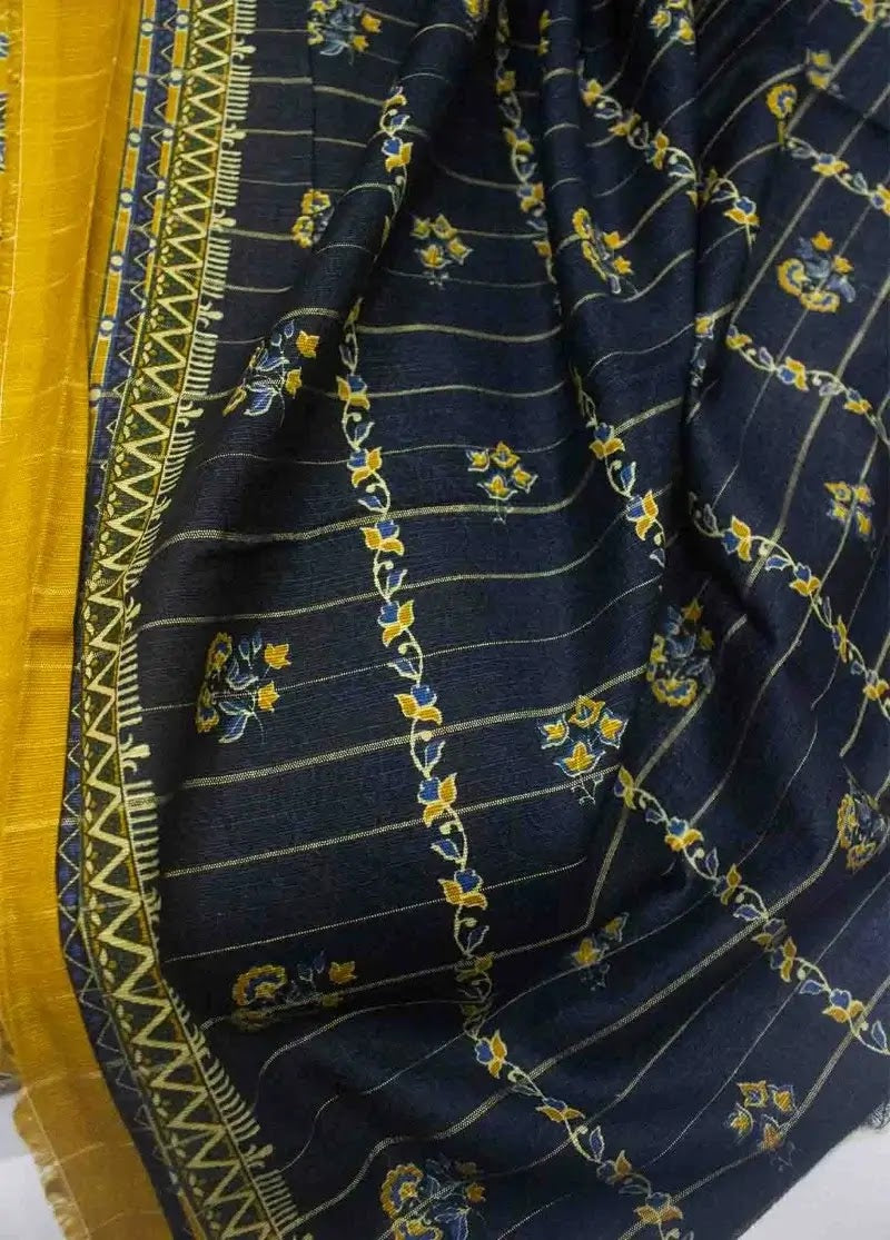 Bin Saeed Fabric - WKU-0207- 3 Piece Khaddar Printed UnStitched Suit