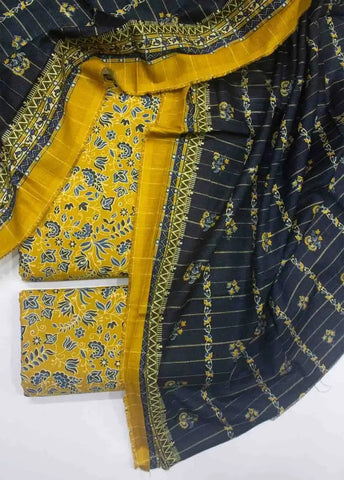 Bin Saeed Fabric - WKU-0207- 3 Piece Khaddar Printed UnStitched Suit