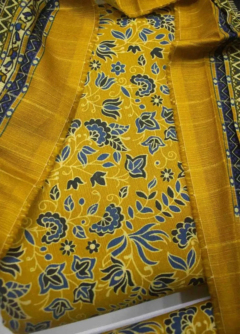 Bin Saeed Fabric - WKU-0207- 3 Piece Khaddar Printed UnStitched Suit