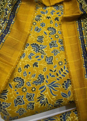 Bin Saeed Fabric - WKU-0207- 3 Piece Khaddar Printed UnStitched Suit