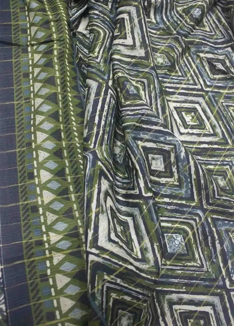 Bin Saeed Fabric - WKU-0208- 3 Piece Khaddar Printed UnStitched Suit