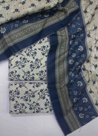 Bin Saeed Fabric - WKU-0209- 3 Piece Khaddar Printed UnStitched Suit