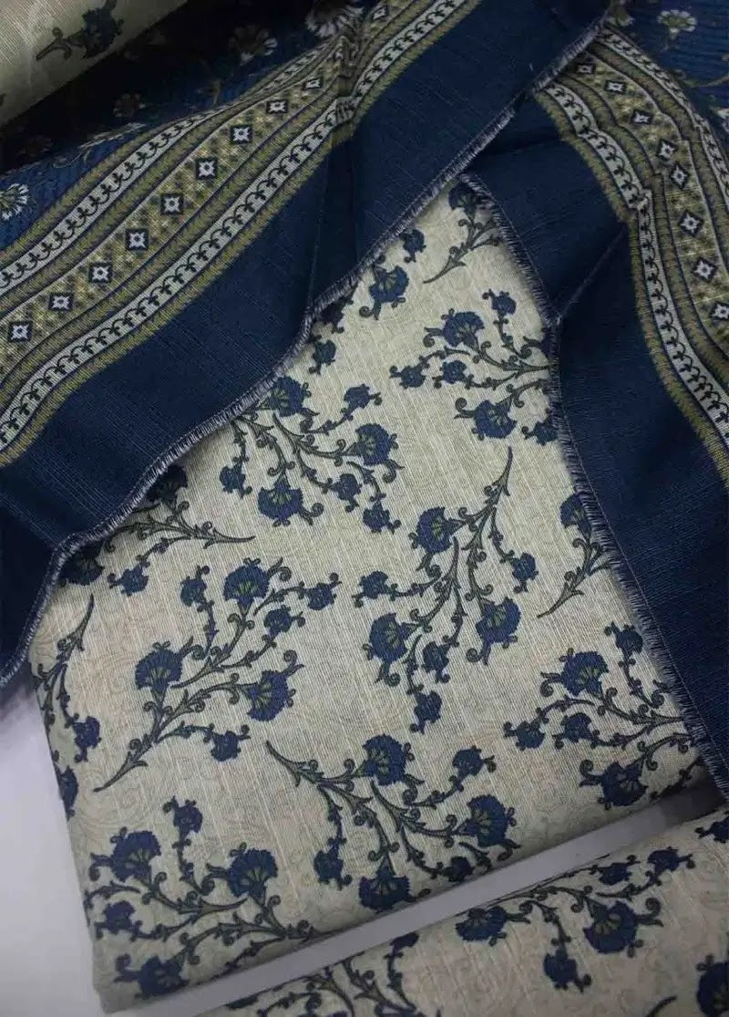 Bin Saeed Fabric - WKU-0209- 3 Piece Khaddar Printed UnStitched Suit