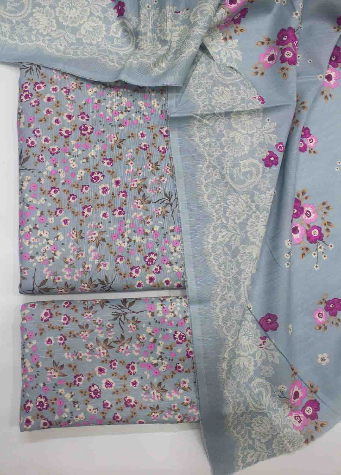 Bin Saeed Fabric - WKU-021-3 Piece Khaddar Printed UnStitched Suit