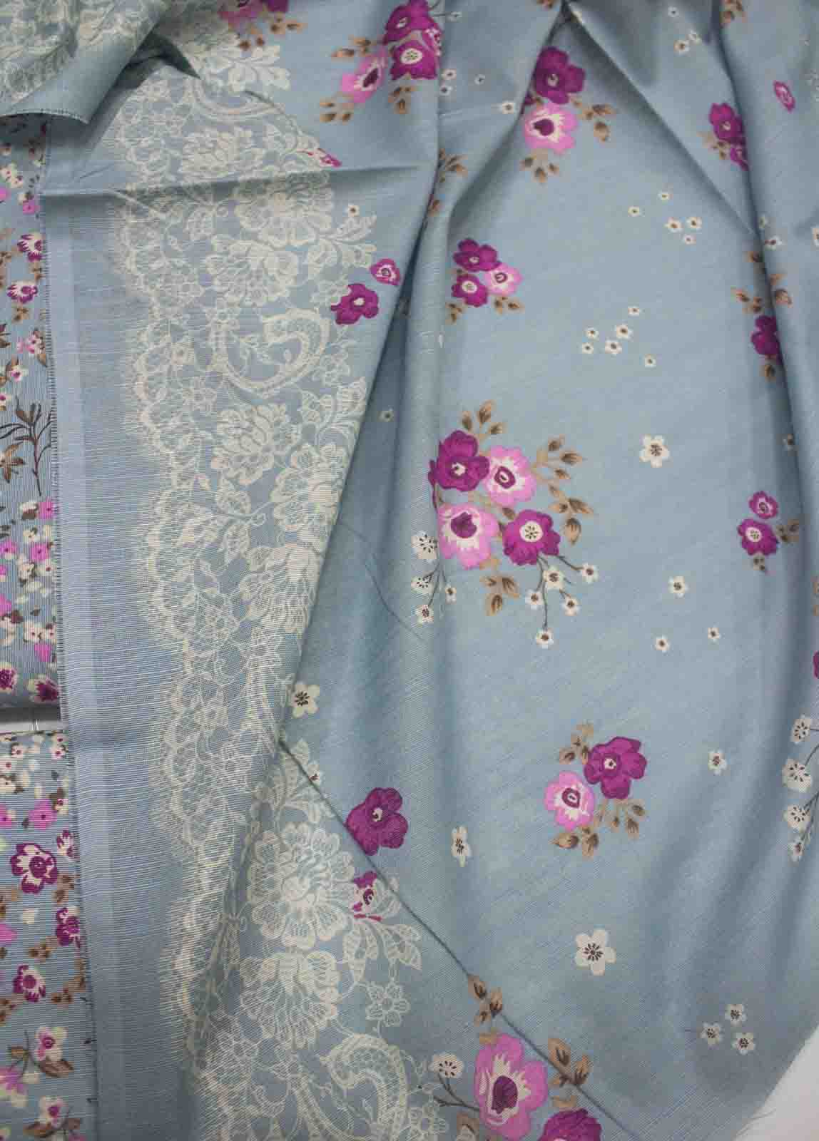 Bin Saeed Fabric - WKU-021-3 Piece Khaddar Printed UnStitched Suit