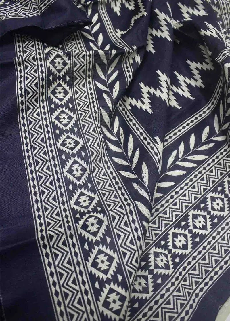 Bin Saeed Fabric - WKU-0210- 3 Piece Khaddar Printed UnStitched Suit