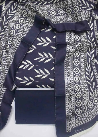 Bin Saeed Fabric - WKU-0210- 3 Piece Khaddar Printed UnStitched Suit